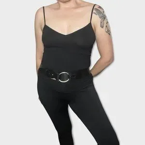 NWT J.JILL Black Fine Italian Leather Belt size M/L w/ Silver finished hardware J. Jill Black Womens Leather Belt Silver Buckle BLT174011 Sz  main image 3